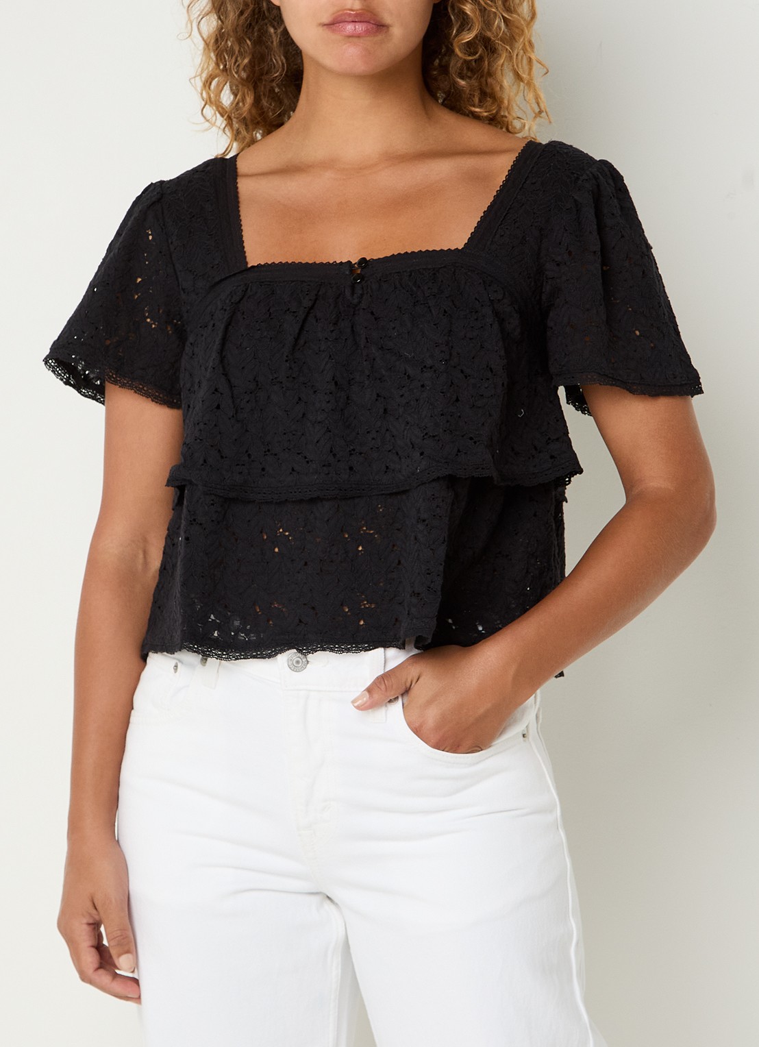 Levi's Dom tuniek met rechthoekige hals - detail zwart