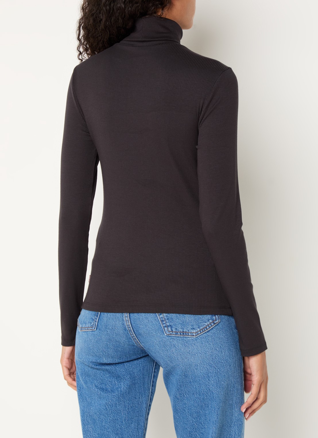 Levi's Dreamy ribgebreide longsleeve met col  - achterkant zwart