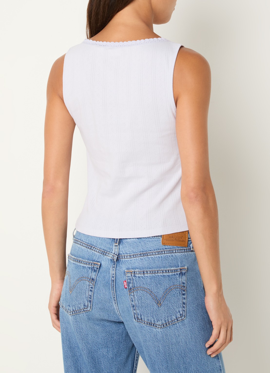 Levi's Dry Goods Pointelle tanktop met strikdetail  - achterkant lavendel