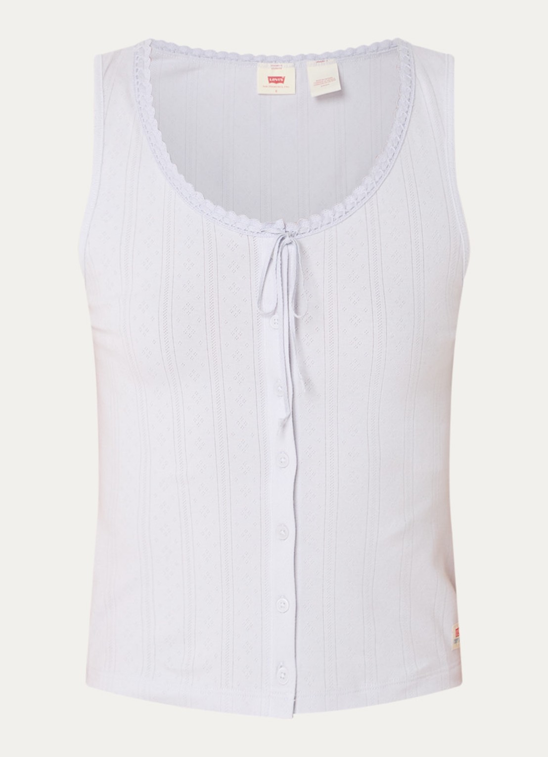 Levi's Dry Goods Pointelle tanktop met strikdetail  - voorkant 3 lavendel