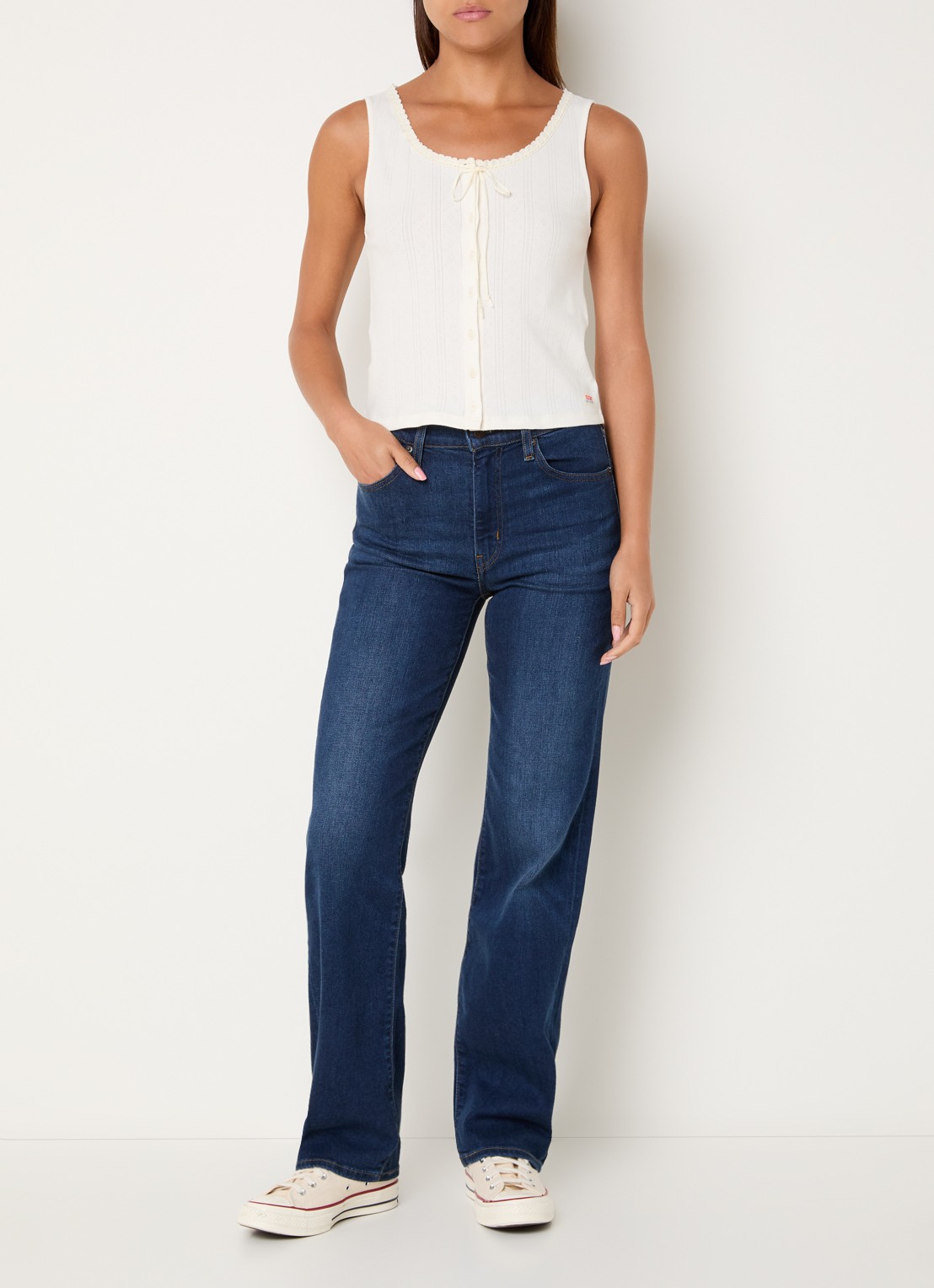 Levi's Dry Goods top met strikdetail - voorkant 3 wit
