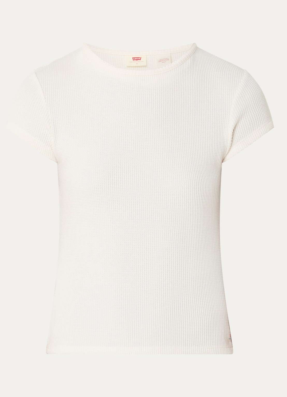 Levi's Dry Goods Waffle T-shirt met ribstructuur - voorkant 2 wit