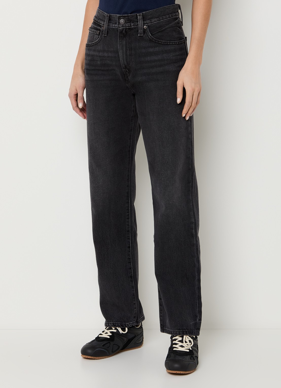 Levi's Easy Dad high waist straight leg jeans met gekleurde wassing - detail 4 zwart