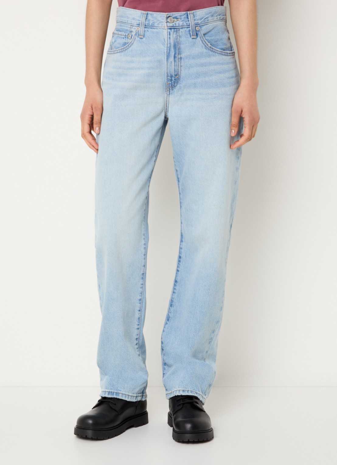 Levi's Easy Dad high waist straight leg jeans met lichte wassing - detail 4 indigo