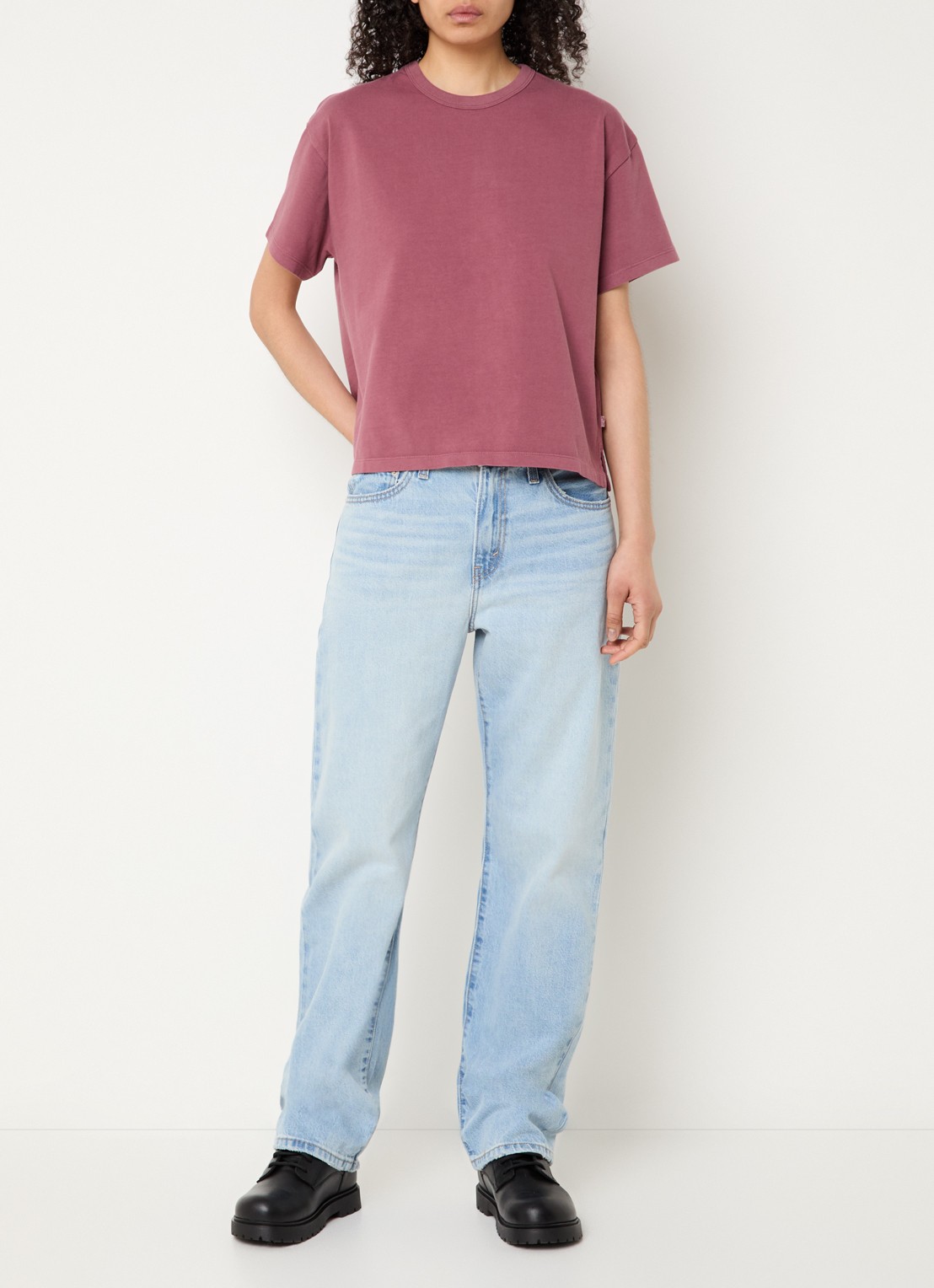 Levi's Easy Dad high waist straight leg jeans met lichte wassing - voorkant 3 indigo