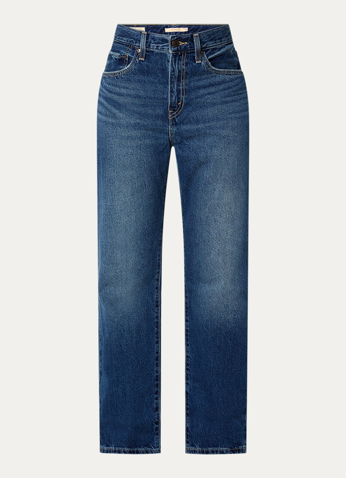 Levi's Easy Dad high waist straight leg jeans met medium wassing - voorkant 3 indigo
