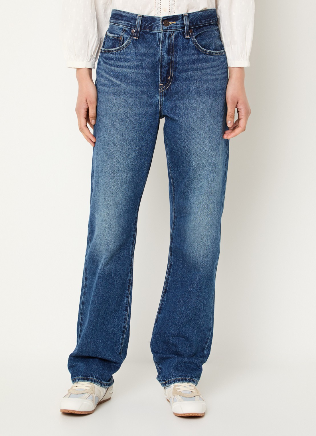 Levi's Easy Dad high waist straight leg jeans met medium wassing - detail 8 indigo