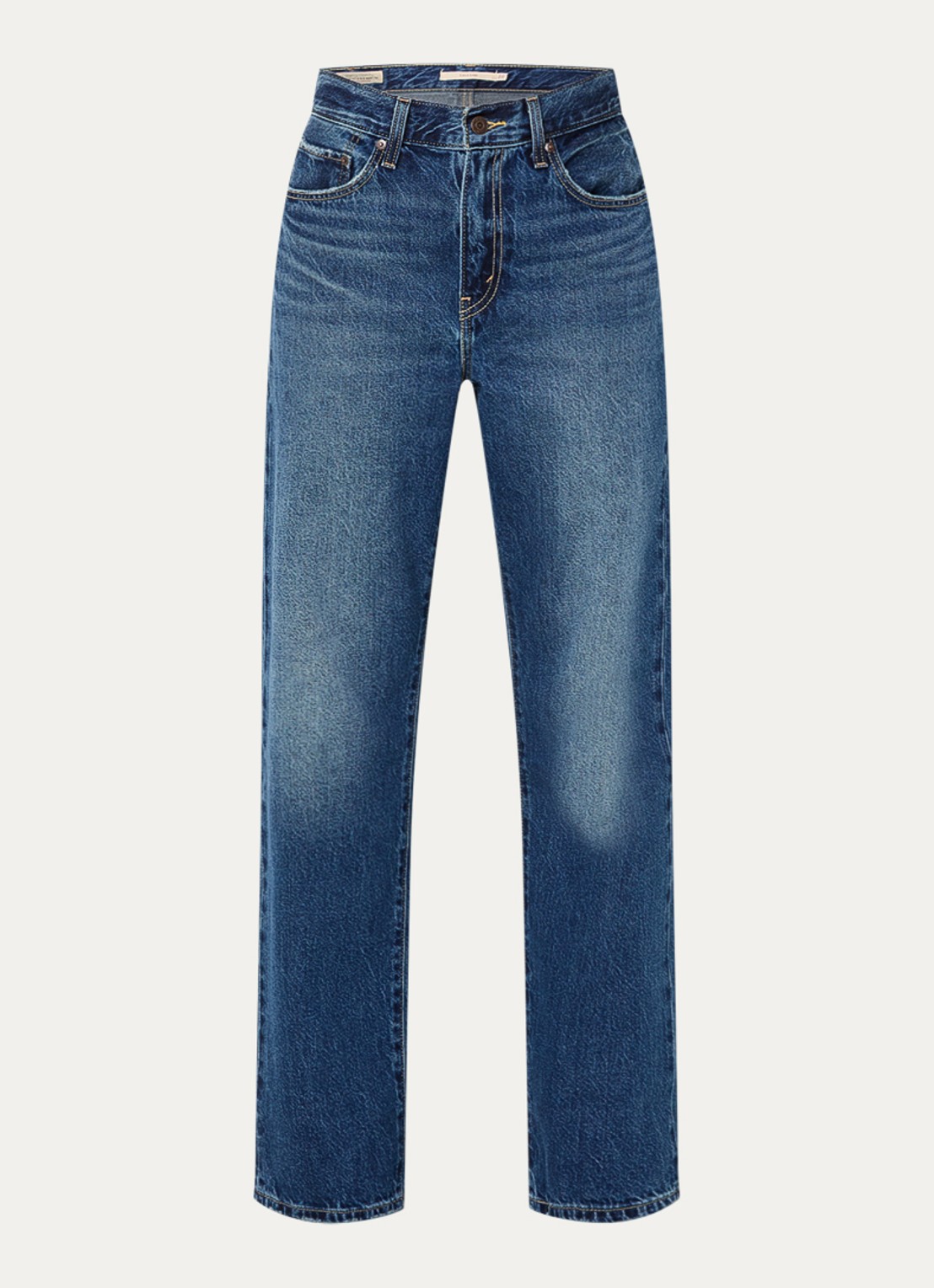 Levi's Easy Dad high waist straight leg jeans met medium wassing - voorkant 5 indigo