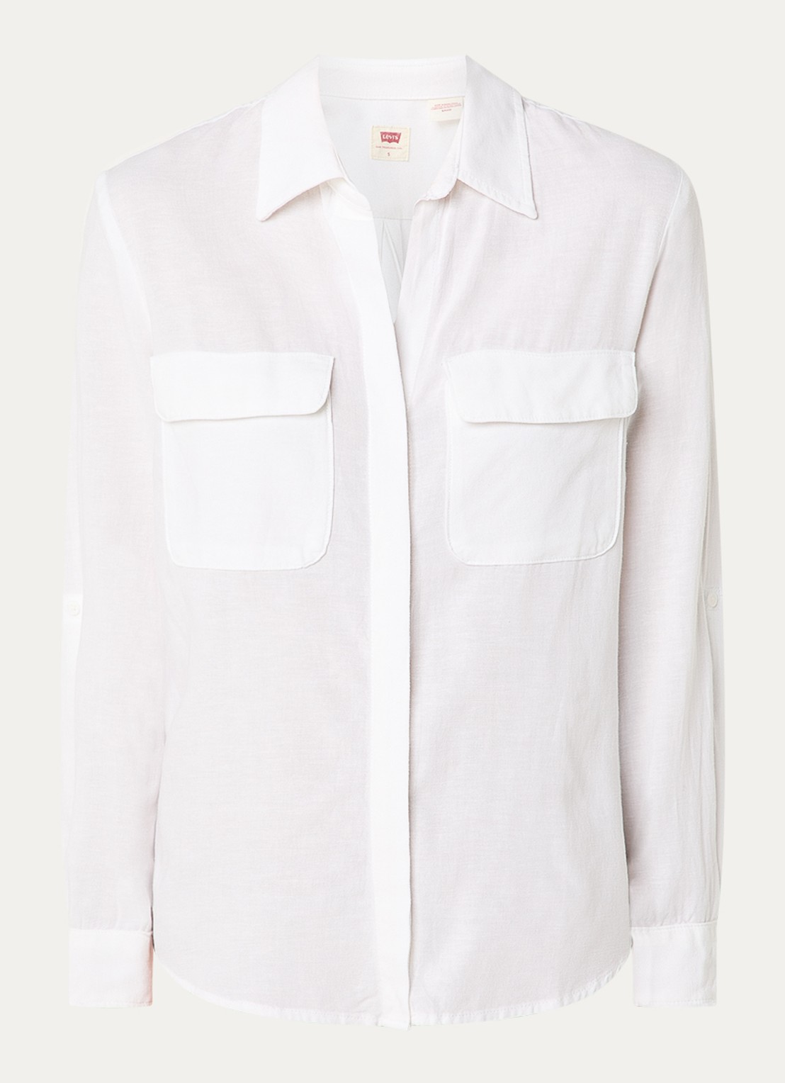 Levi's Elaine blouse in linnenblend met borstzakken - voorkant 2 wit
