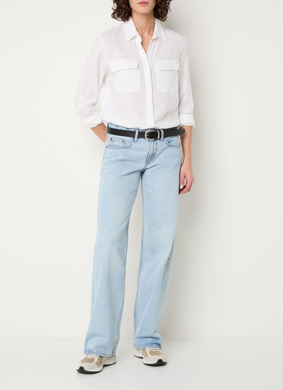 Levi's Elaine blouse in linnenblend met borstzakken - voorkant 3 wit