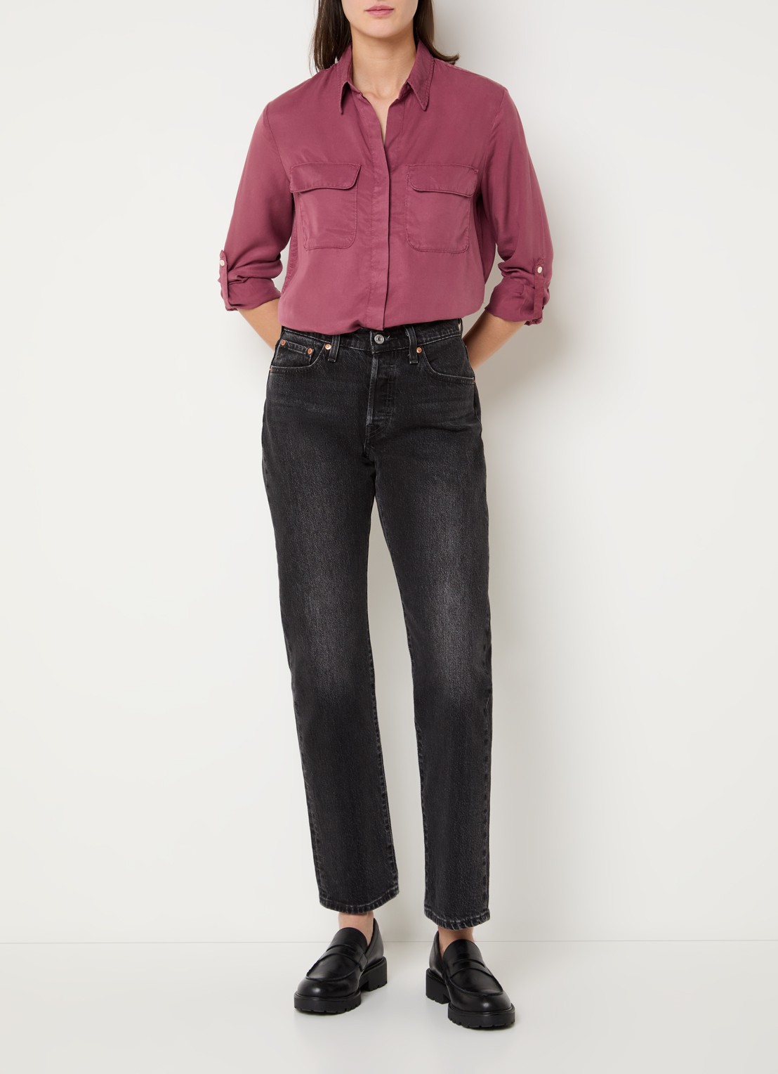 Levi's Elaine blouse met borstzakken - voorkant 3 kersenrood