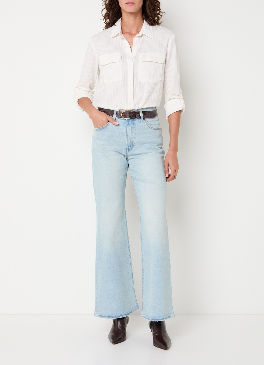 Levi's Elaine blouse met borstzakken - voorkant 4 gebroken wit