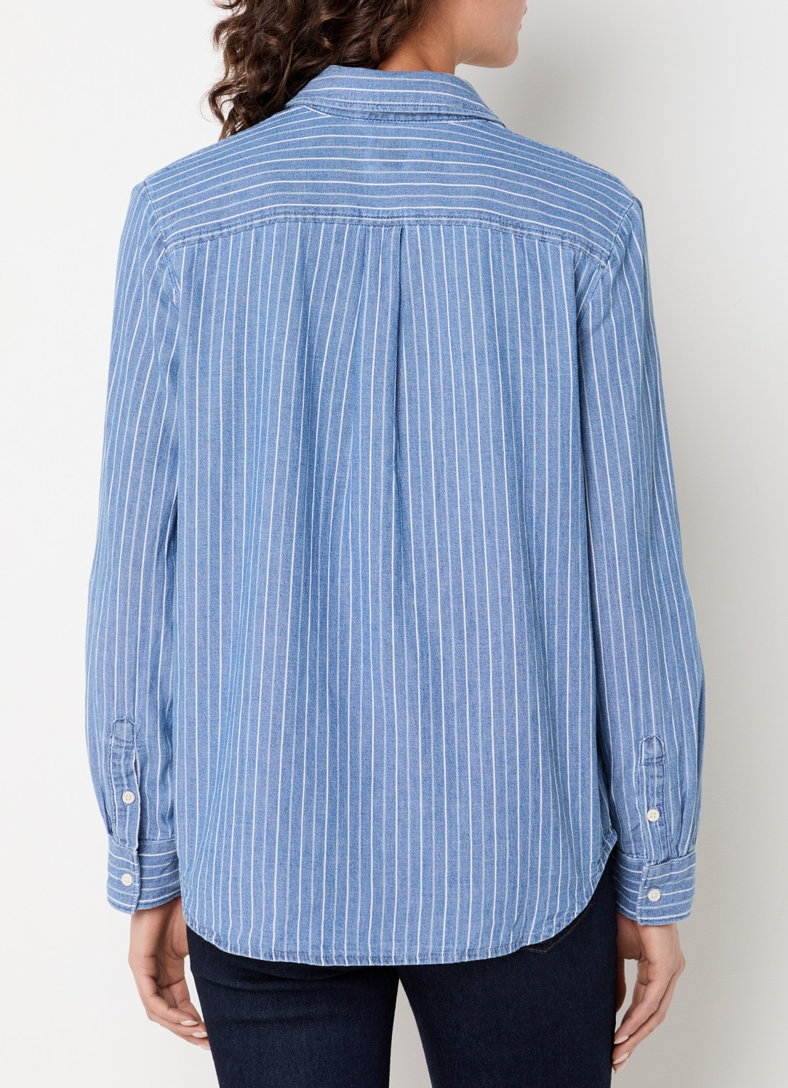 Levi's Elaine blouse met streepprint en borstzakken - achterkant 4 staalblauw