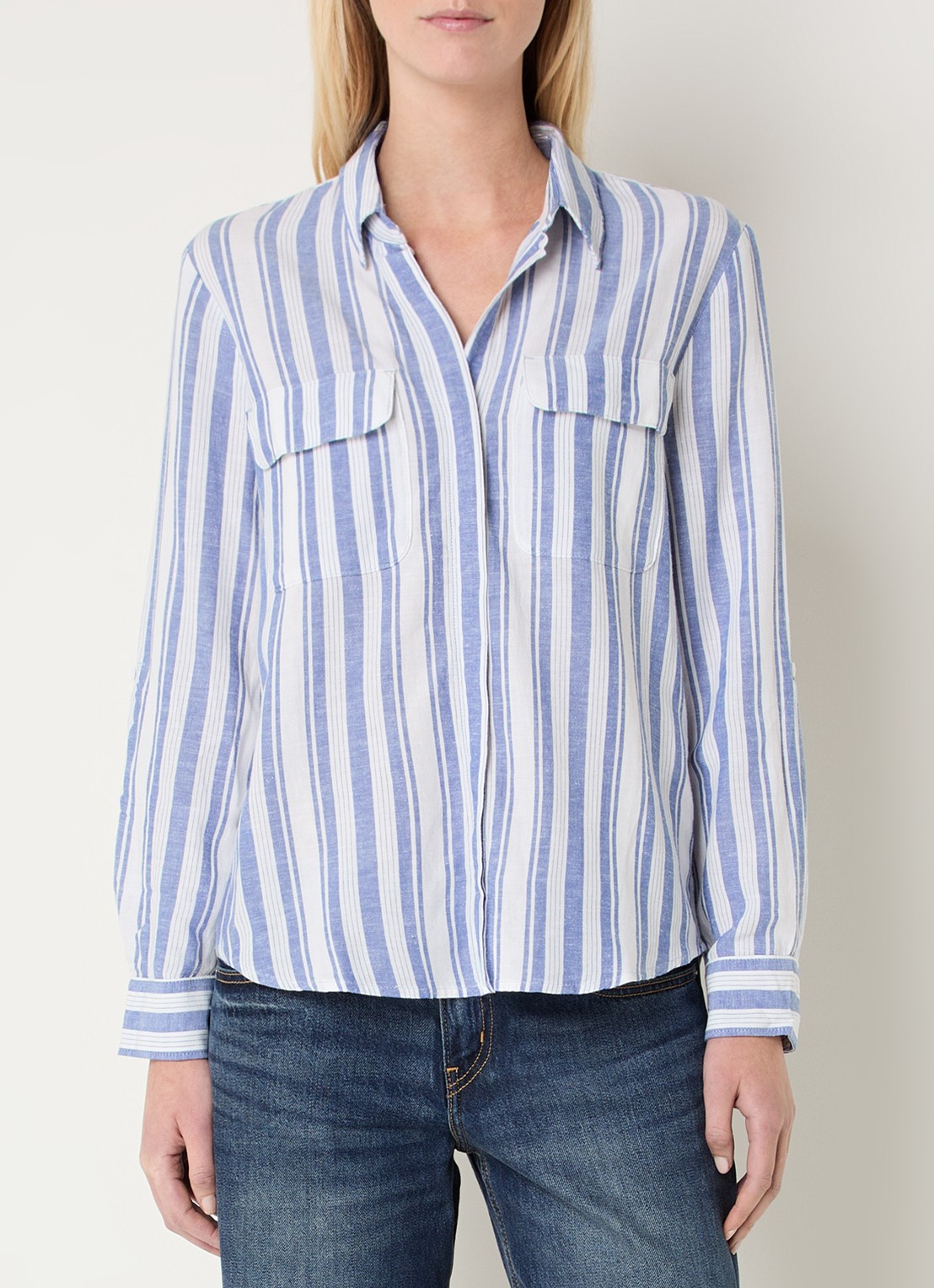Levi's Elaine blouse met streepprint - detail 4 blauw