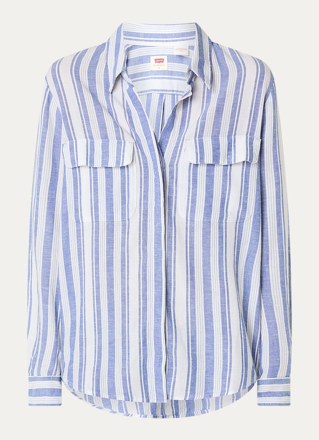 Levi's Elaine blouse met streepprint - voorkant blauw