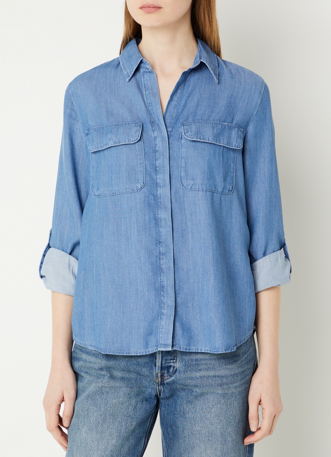 Levi's Elaine blouse van denim met borstzakken - detail indigo