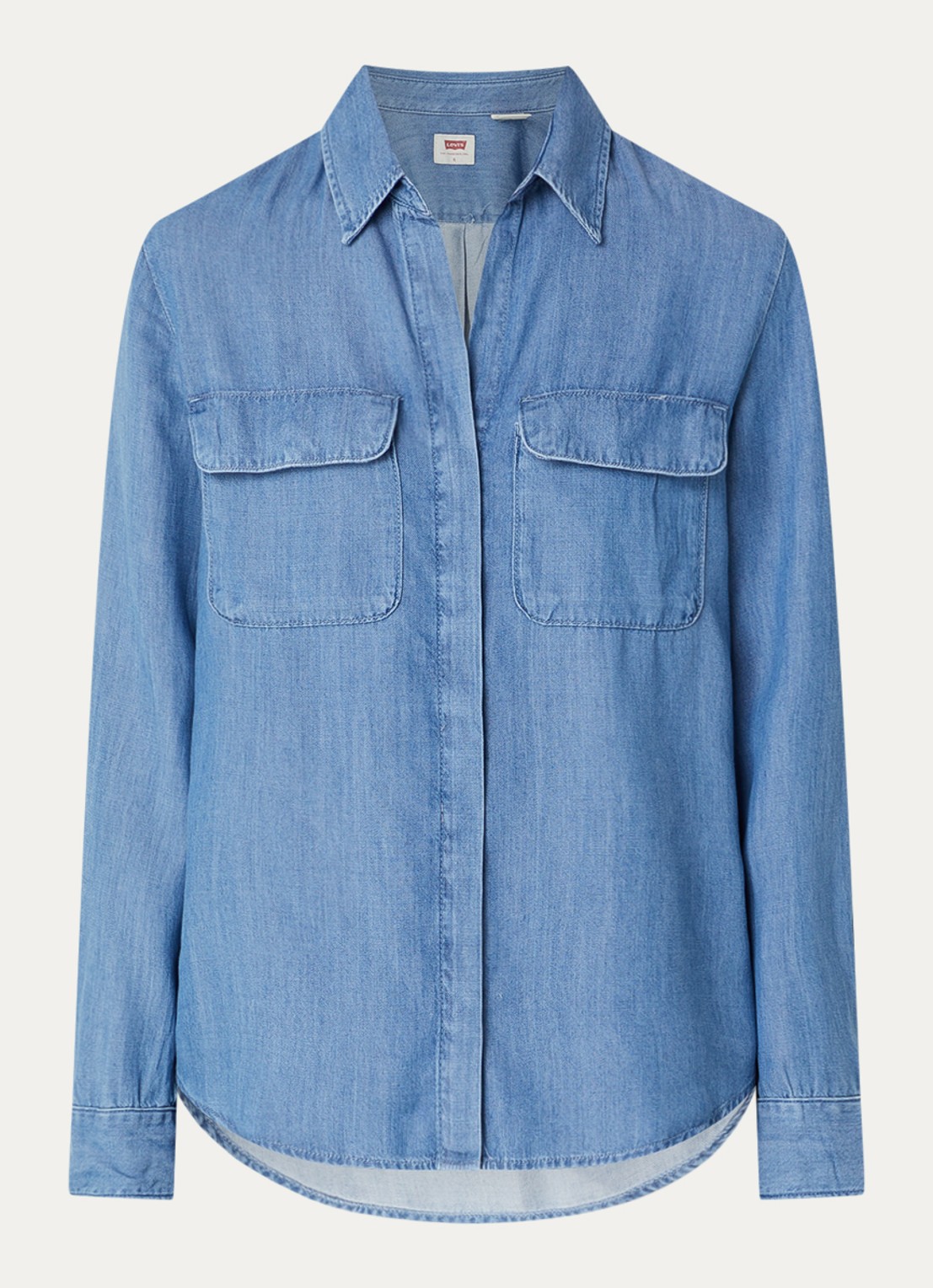 Levi's Elaine blouse van denim met borstzakken - voorkant 2 indigo