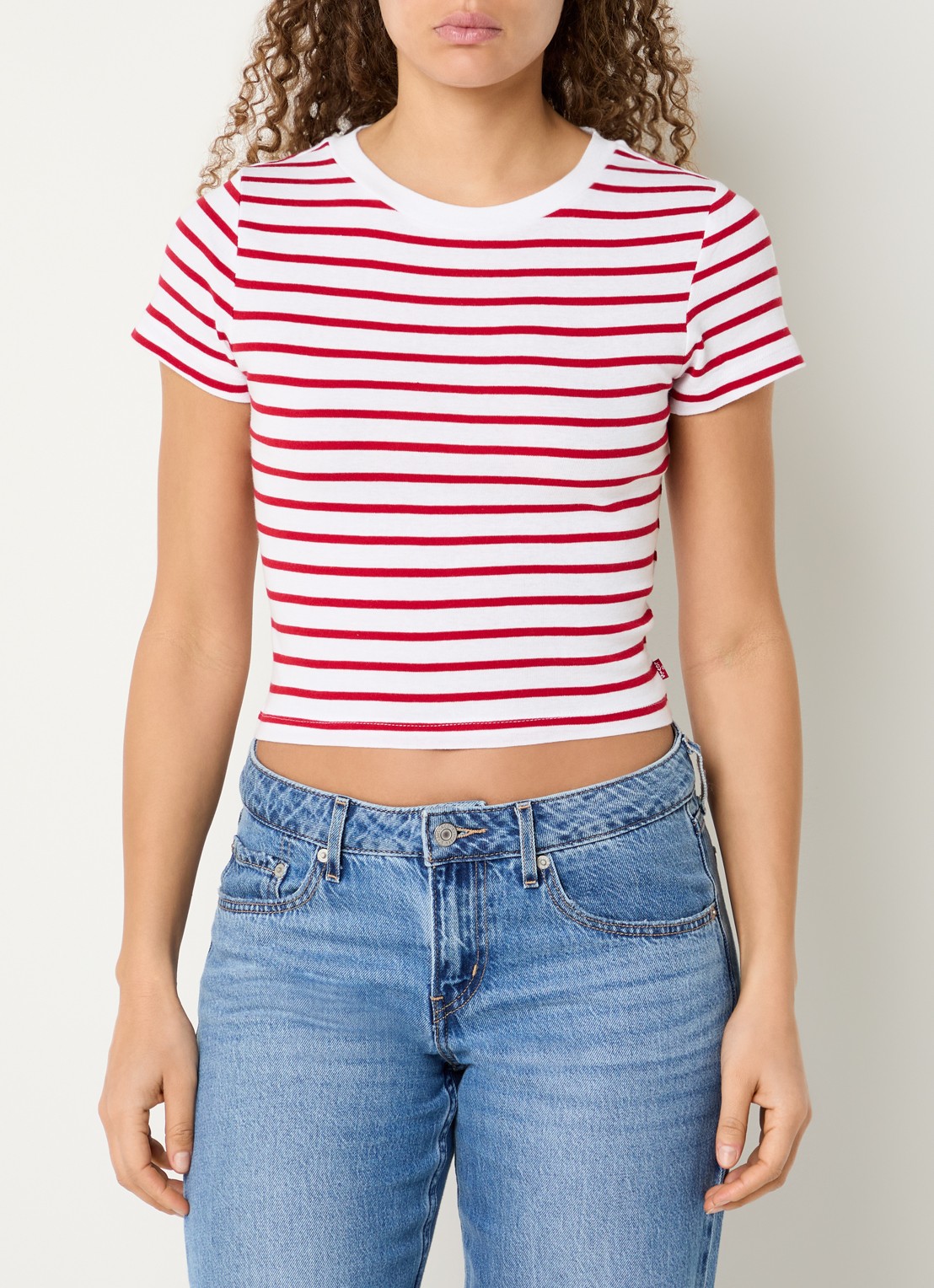 Levi's Emily T-shirt met streepprint - detail 4 rood