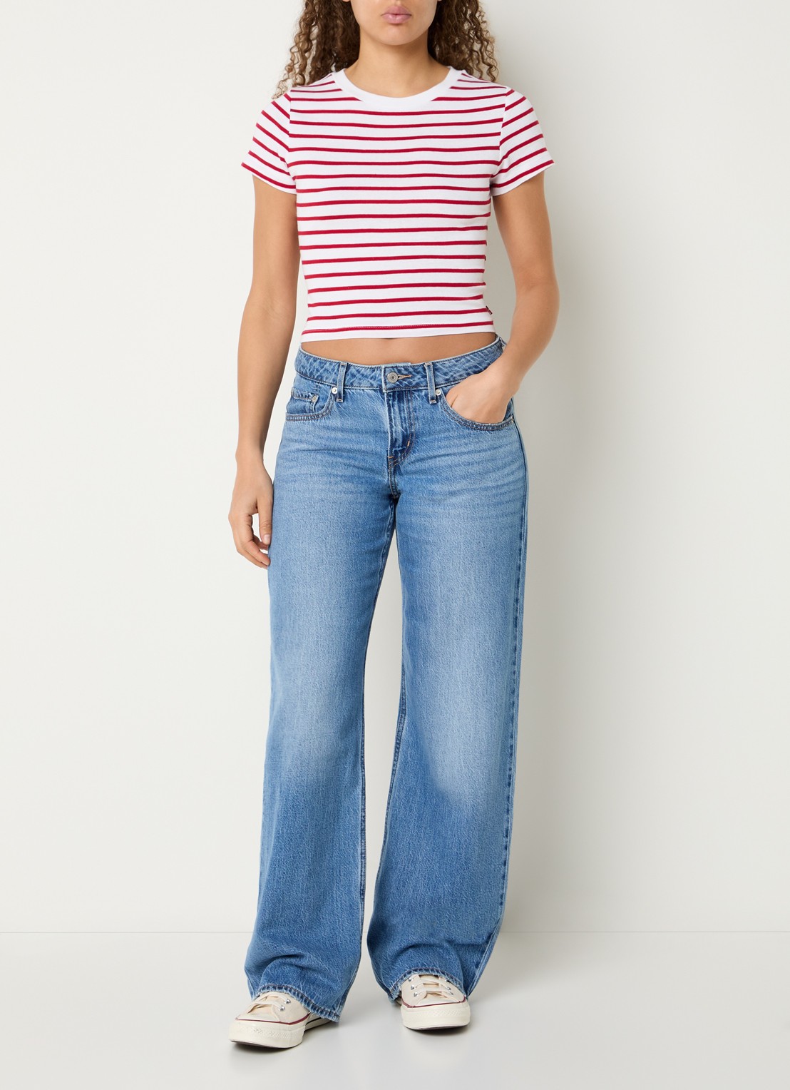 Levi's Emily T-shirt met streepprint - voorkant 3 rood
