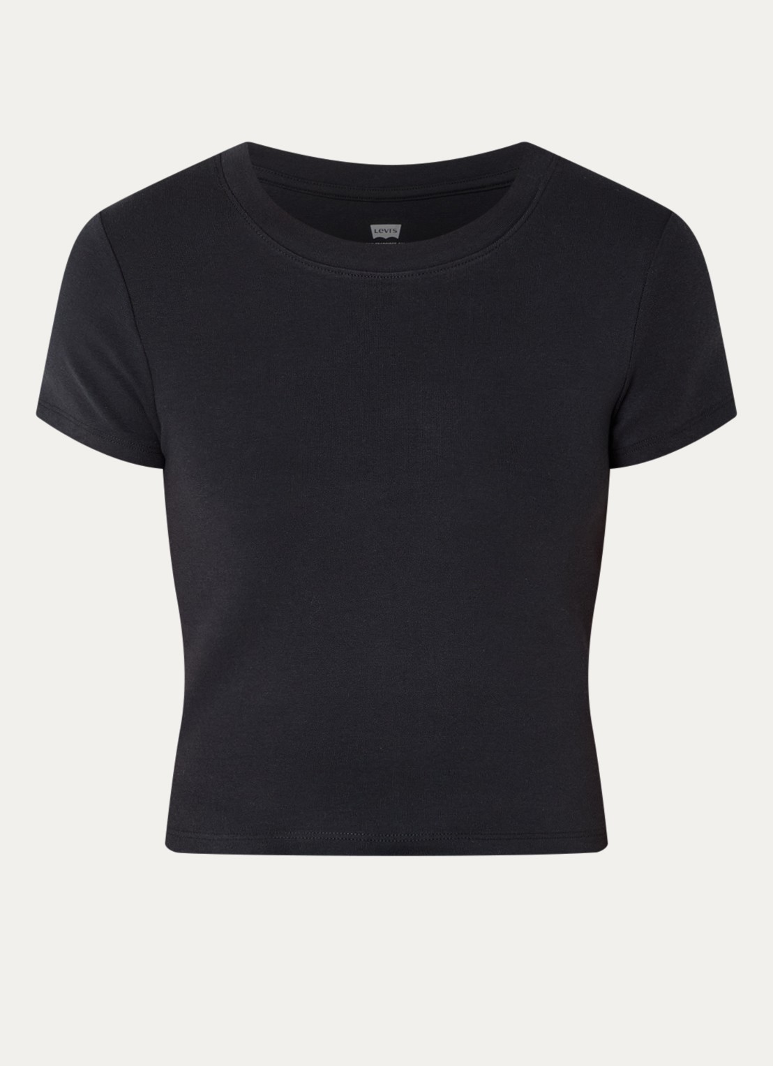 Levi's Essential cropped T-shirt met ronde hals - voorkant zwart