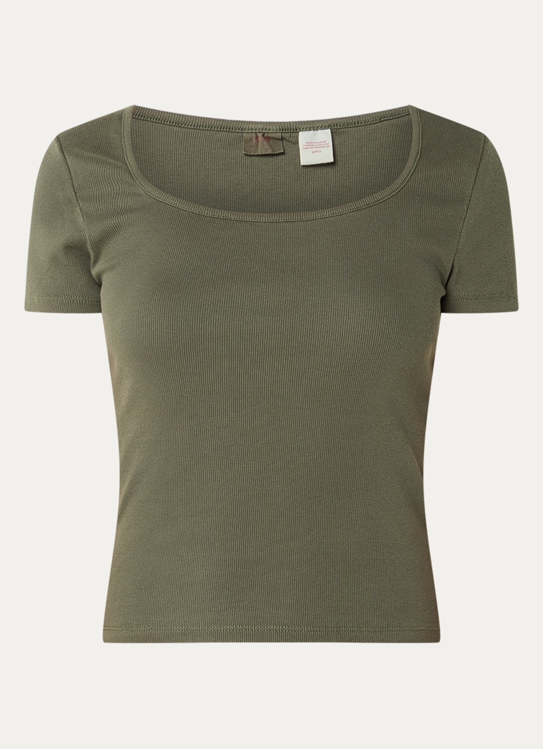 Levi's Essential ribgebreid cropped T-shirt - voorkant bronsgroen