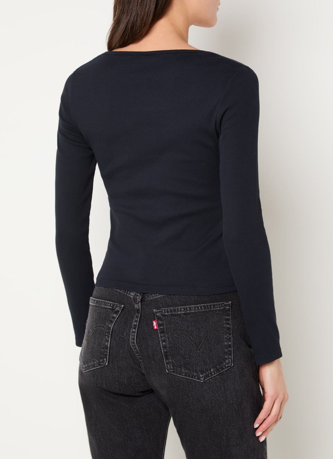 Levi's Essential ribgebreide longsleeve - achterkant 3 zwart