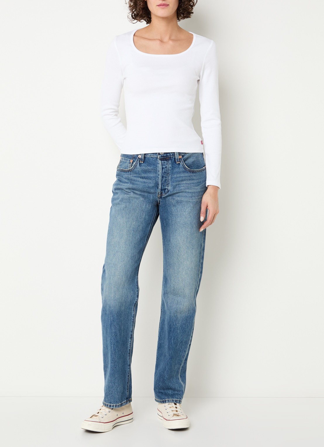 Levi's Essential ribgebreide top met stretch - voorkant 4 wit