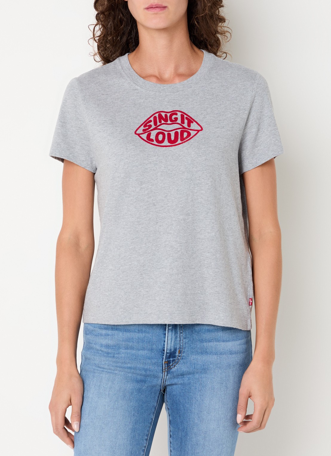Levi's Favorite T-shirt met flockprint - detail 4 grijsmele