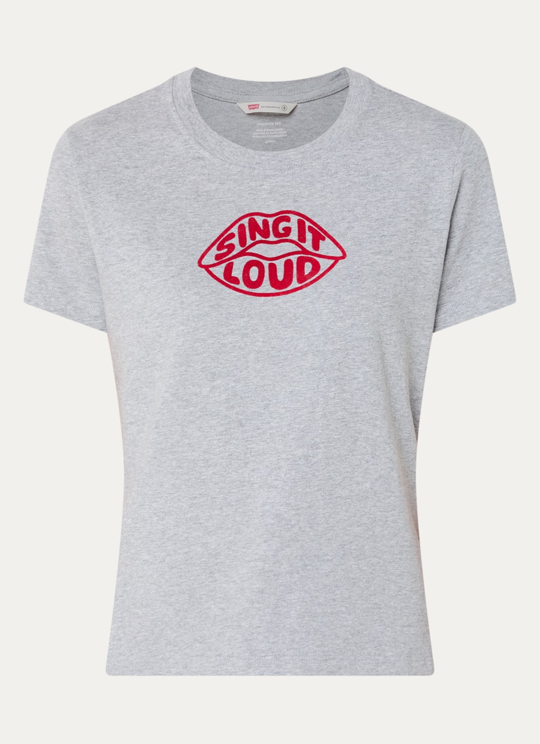 Levi's Favorite T-shirt met flockprint - voorkant grijsmele