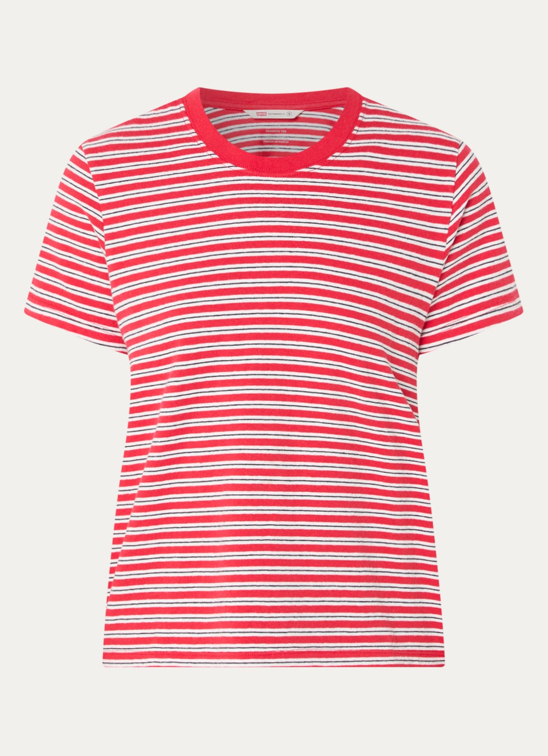 Levi's Favorite T-shirt met streepprint - voorkant rood