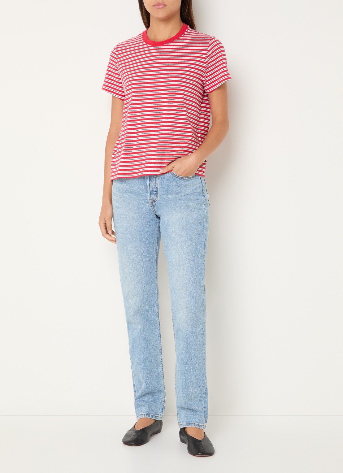 Levi's Favorite T-shirt met streepprint - voorkant 2 rood