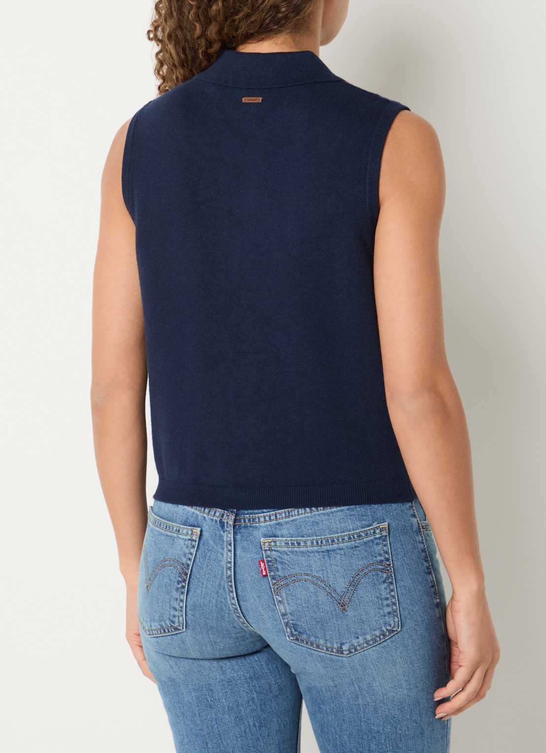 Levi's Fijngebreid gilet met ruches - achterkant 4 donkerblauw