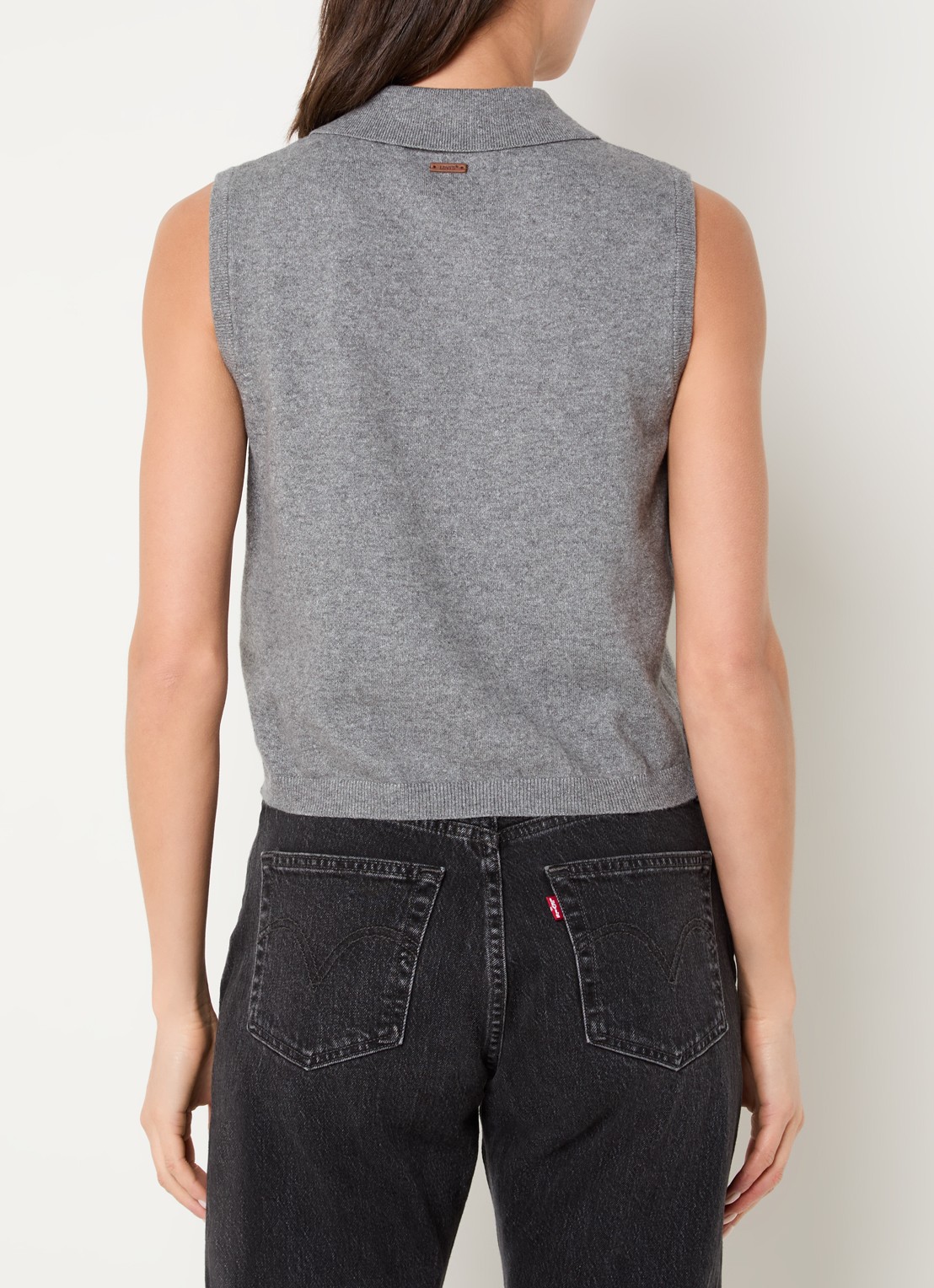 Levi's Fijngebreid gilet met strcutuur - achterkant 4 grijs