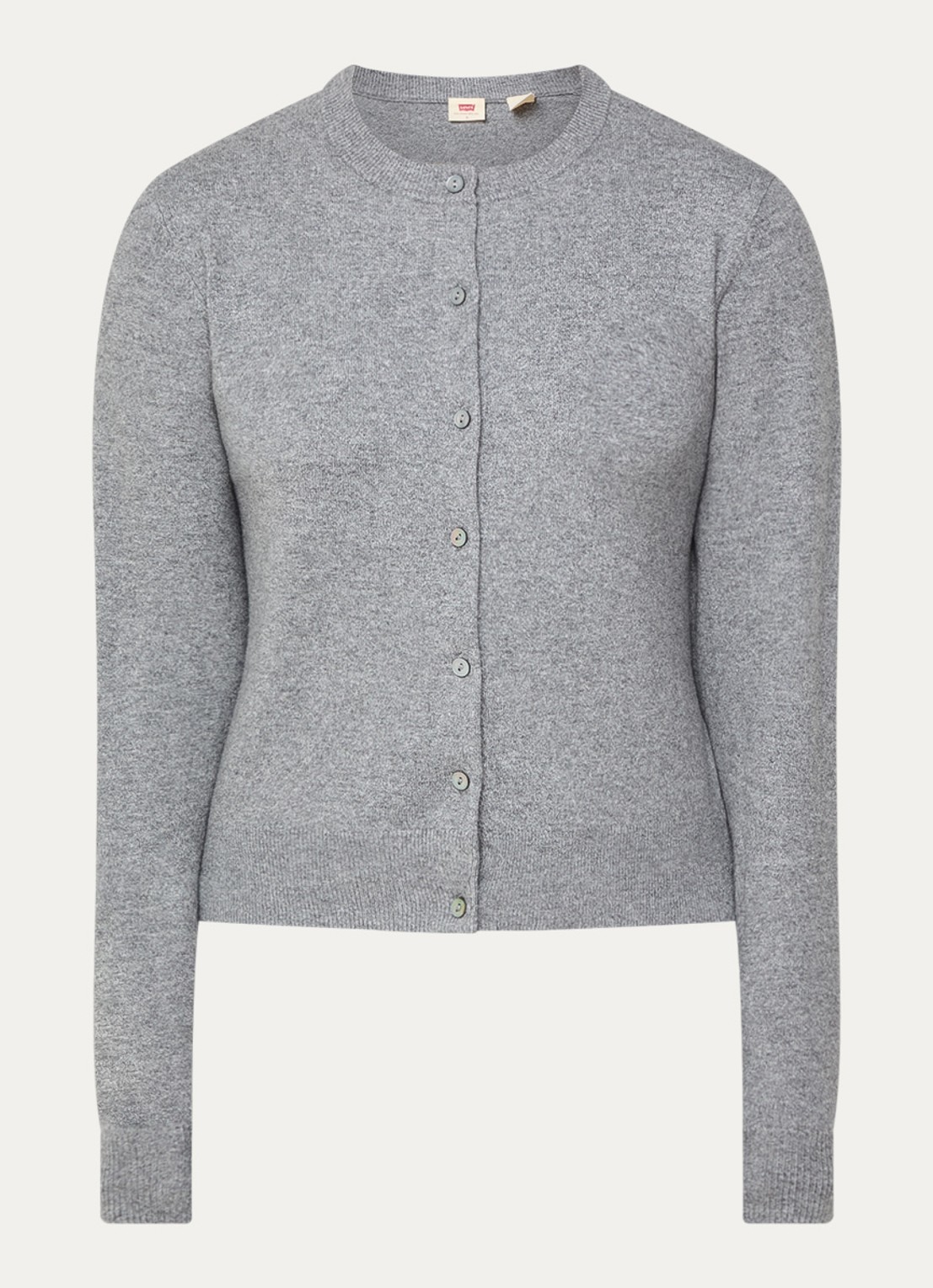 Levi's Fijngebreid vest met gemêleerd dessin - voorkant grijsmele