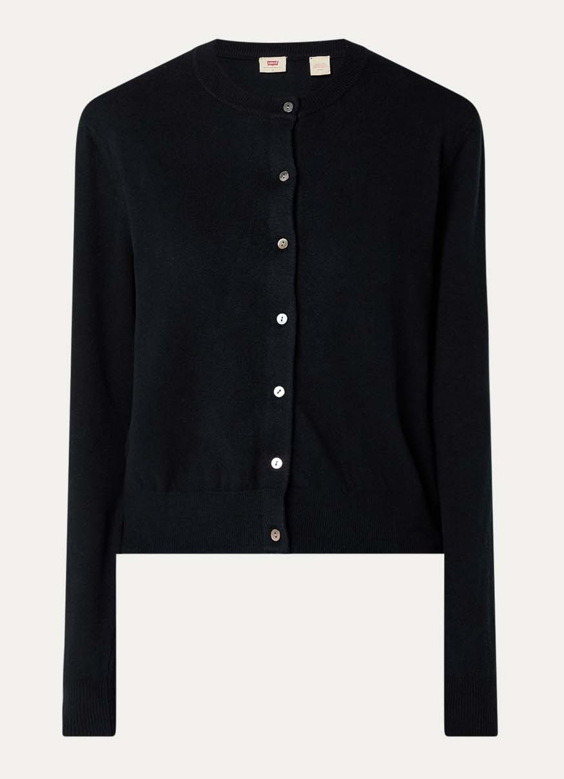 Levi's Fijngebreid vest met ronde hals - voorkant zwart