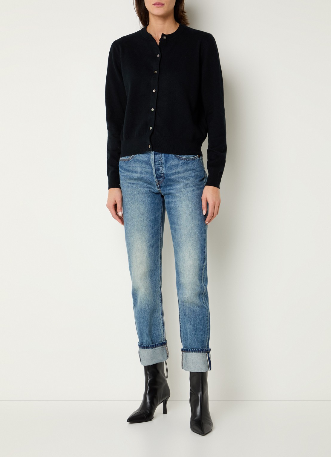 Levi's Fijngebreid vest met ronde hals - voorkant 2 zwart