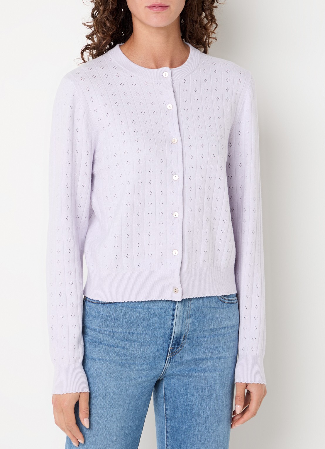 Levi's Fijngebreid vest met ronde hals - detail lila