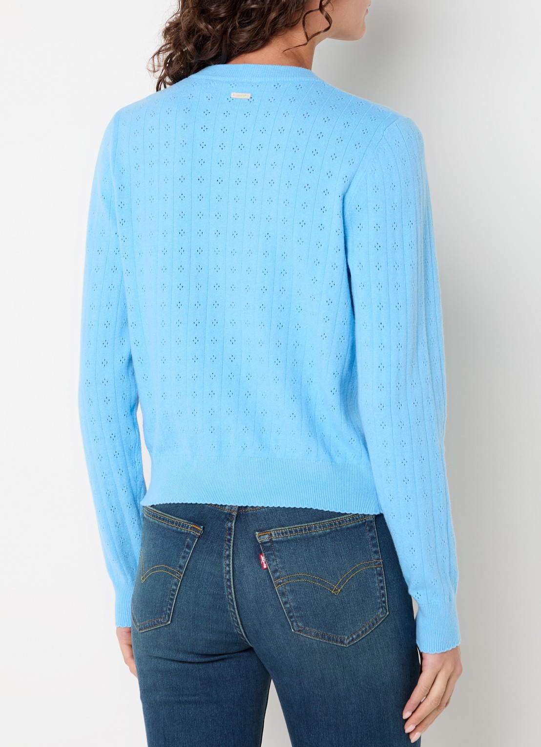 Levi's Fijngebreid vest met ronde hals - achterkant 4 blauw