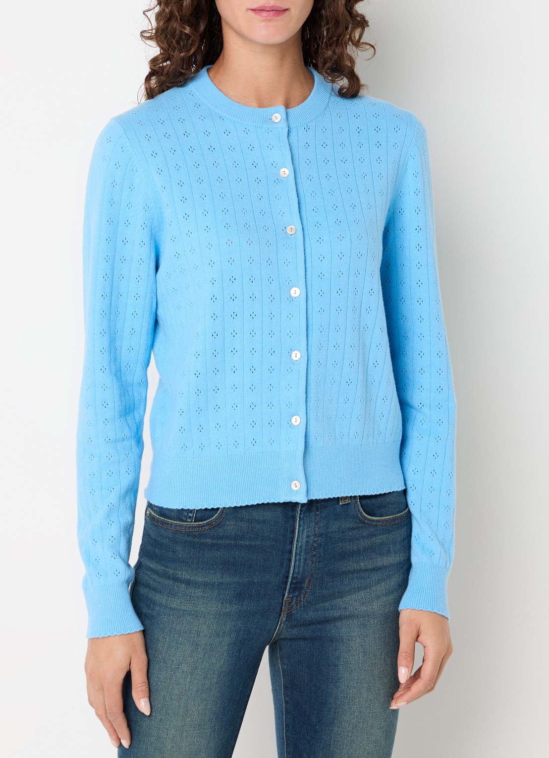 Levi's Fijngebreid vest met ronde hals - detail blauw
