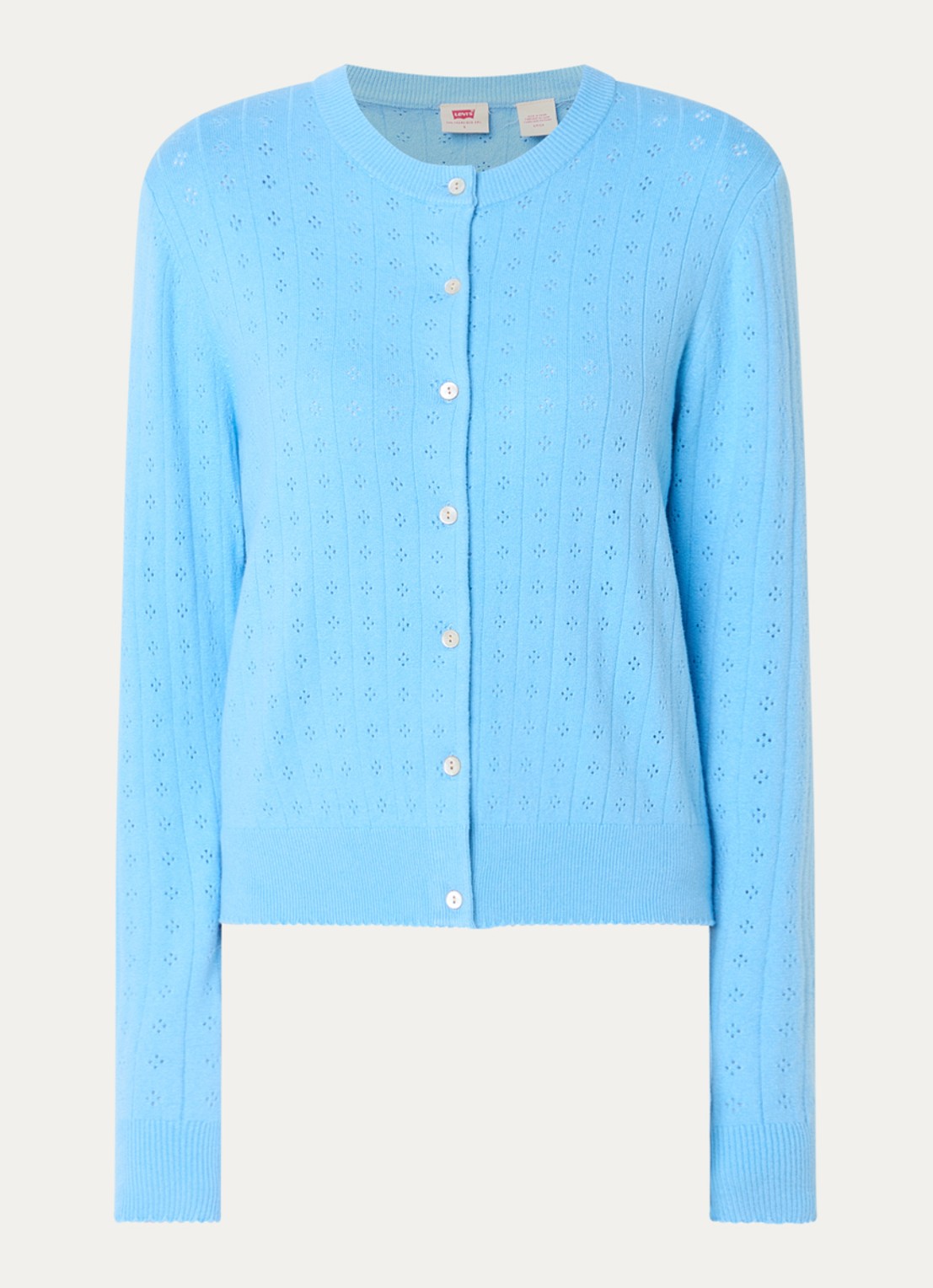 Levi's Fijngebreid vest met ronde hals - voorkant 2 blauw