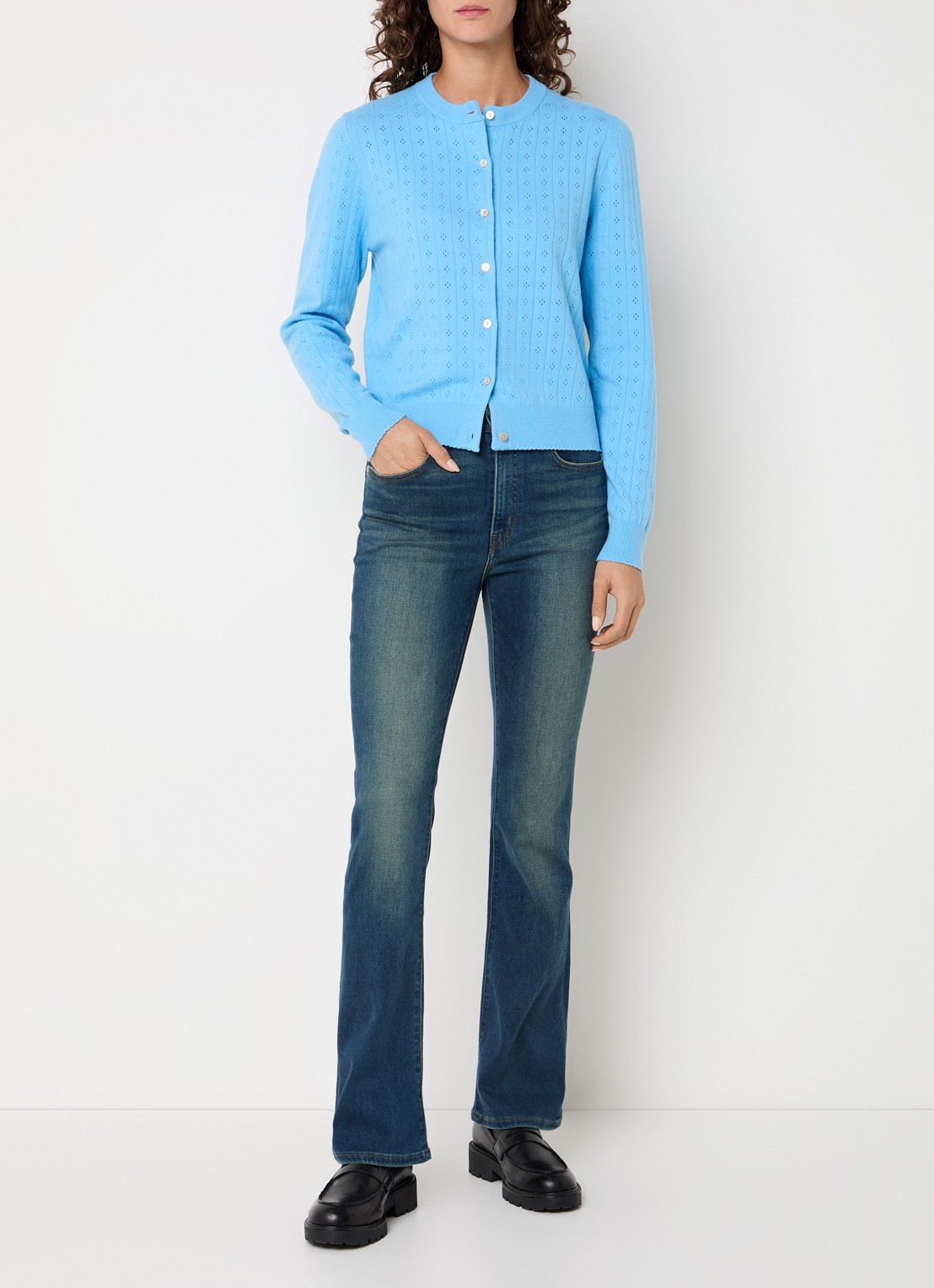 Levi's Fijngebreid vest met ronde hals - voorkant 3 blauw