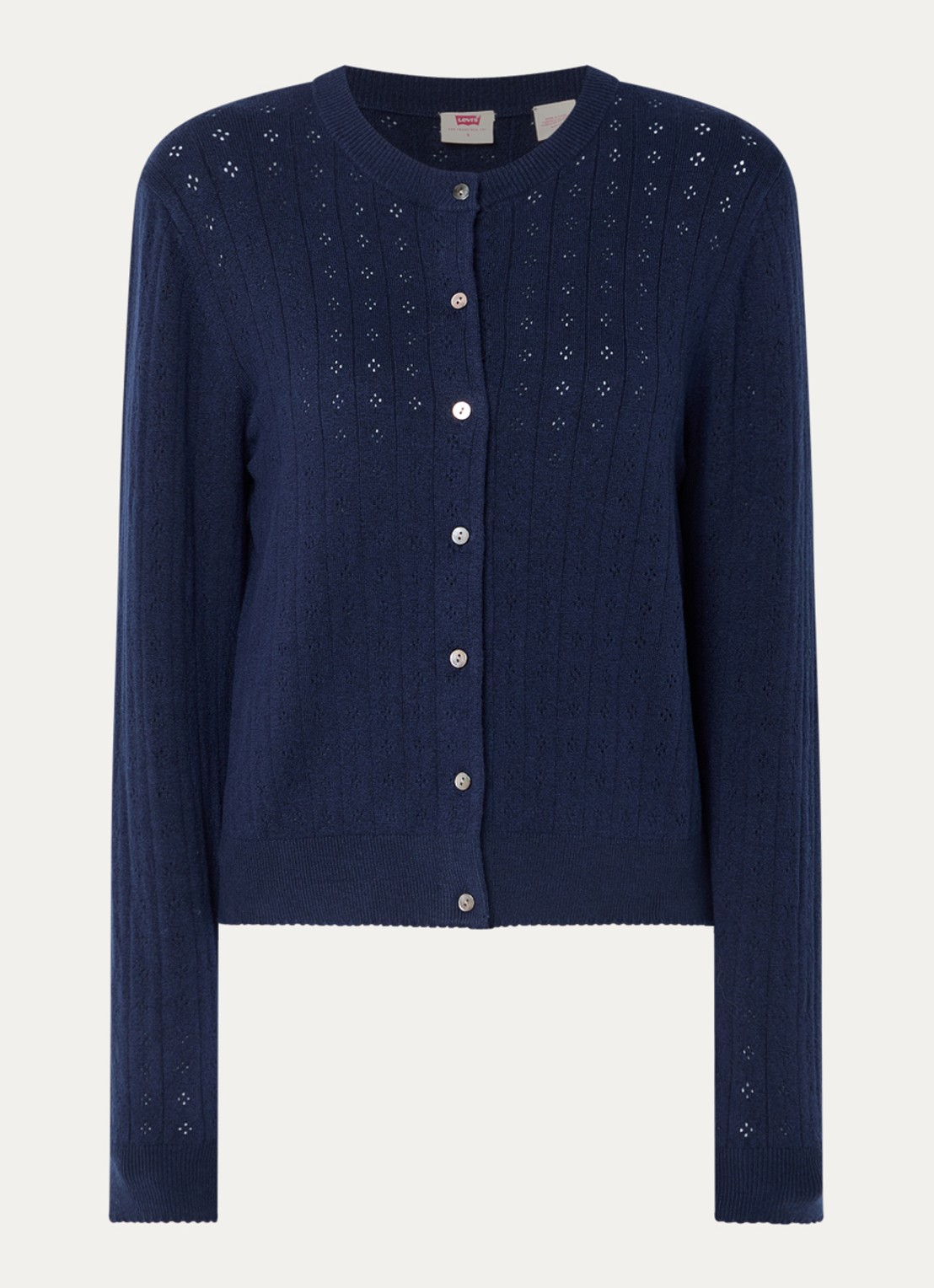 Levi's Fijngebreid vest met ronde hals - voorkant 3 donkerblauw