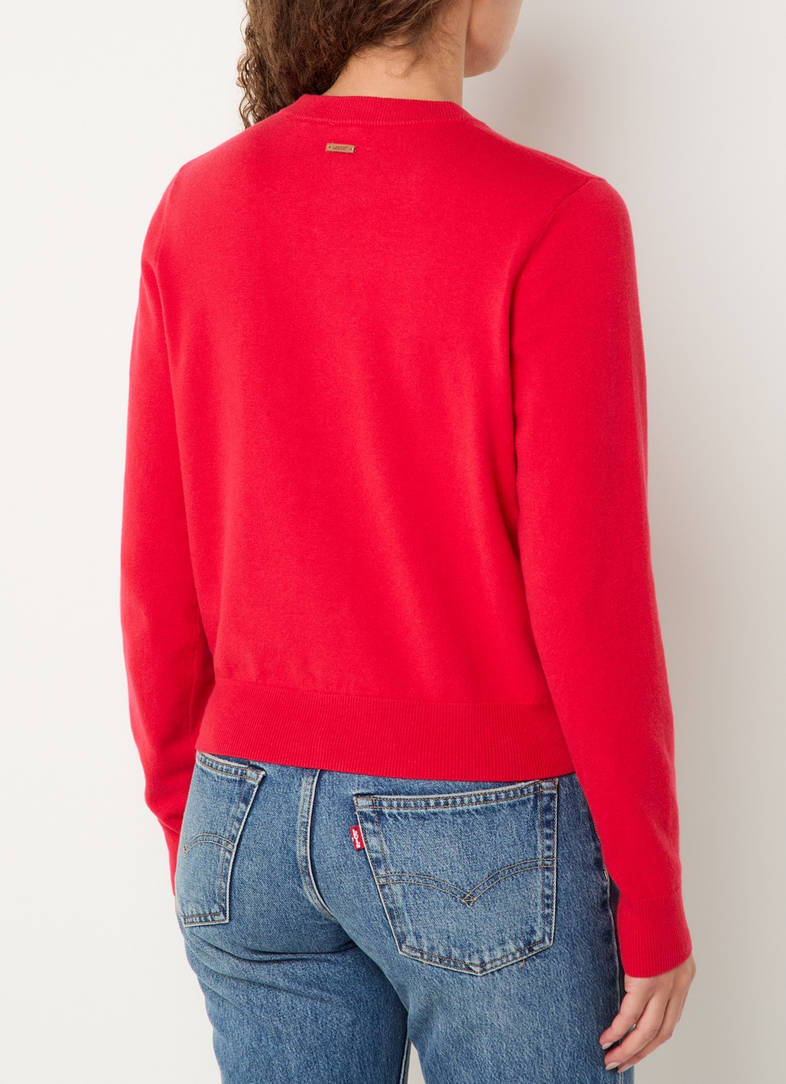 Levi's Fijngebreid vest met stretch - achterkant rood