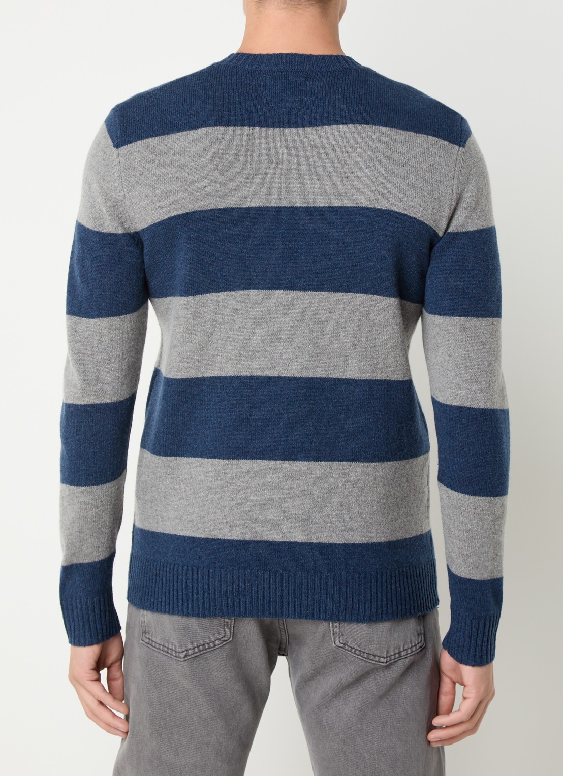 Levi's Fijngebreide pullover in wolblend met streepprint - achterkant 3 grijs