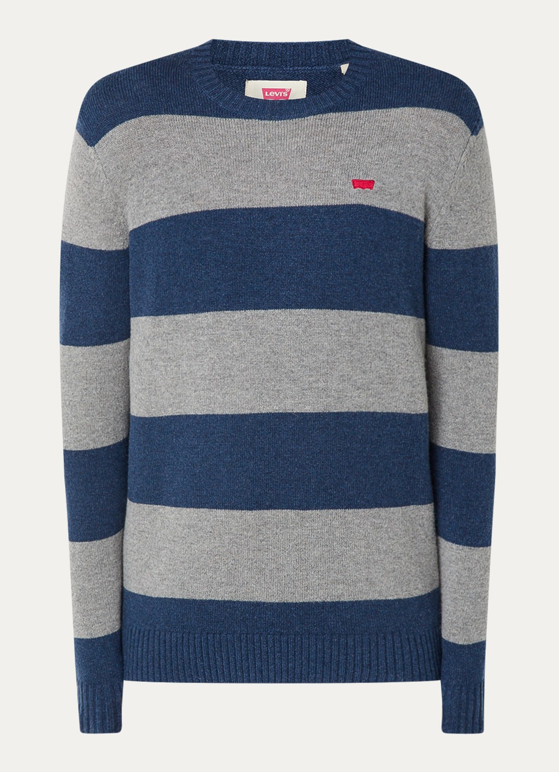 Levi's Fijngebreide pullover in wolblend met streepprint - voorkant 4 grijs