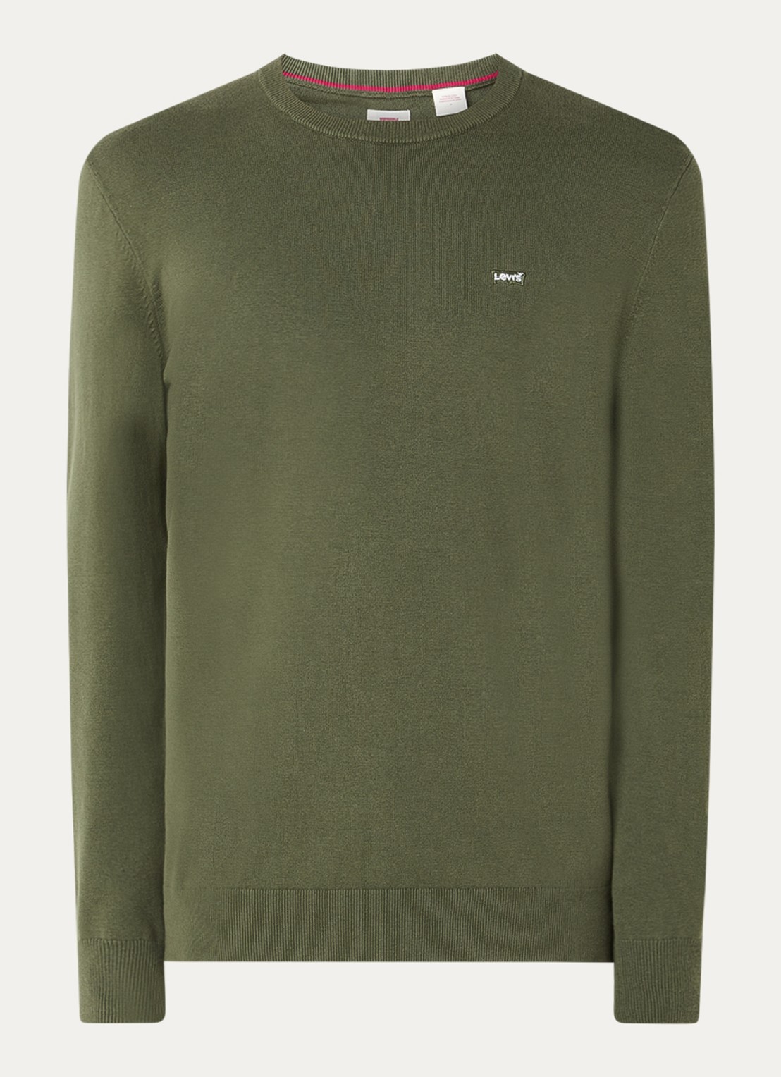 Levi's Fijngebreide pullover met logo - voorkant bronsgroen