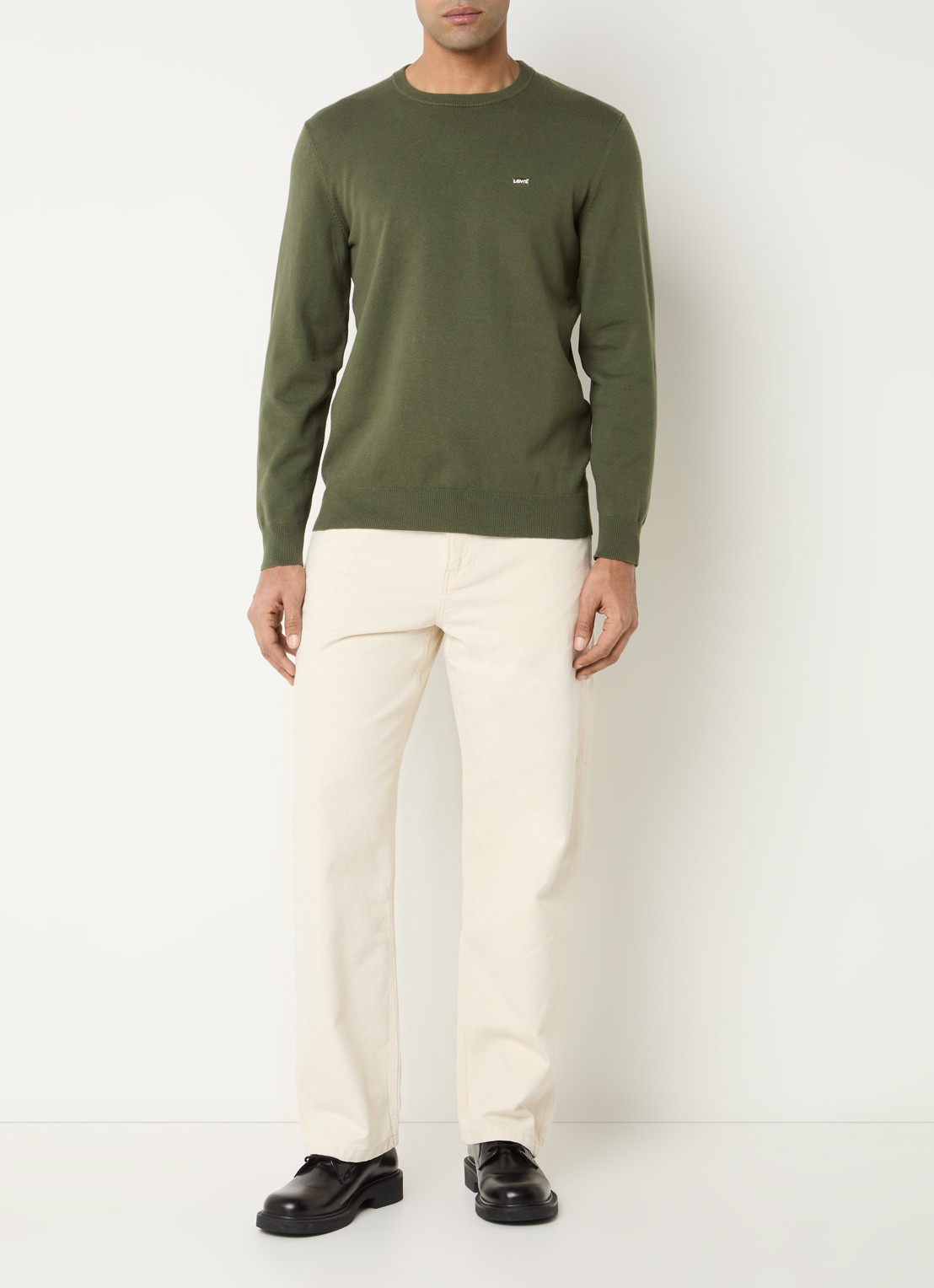 Levi's Fijngebreide pullover met logo - voorkant 2 bronsgroen