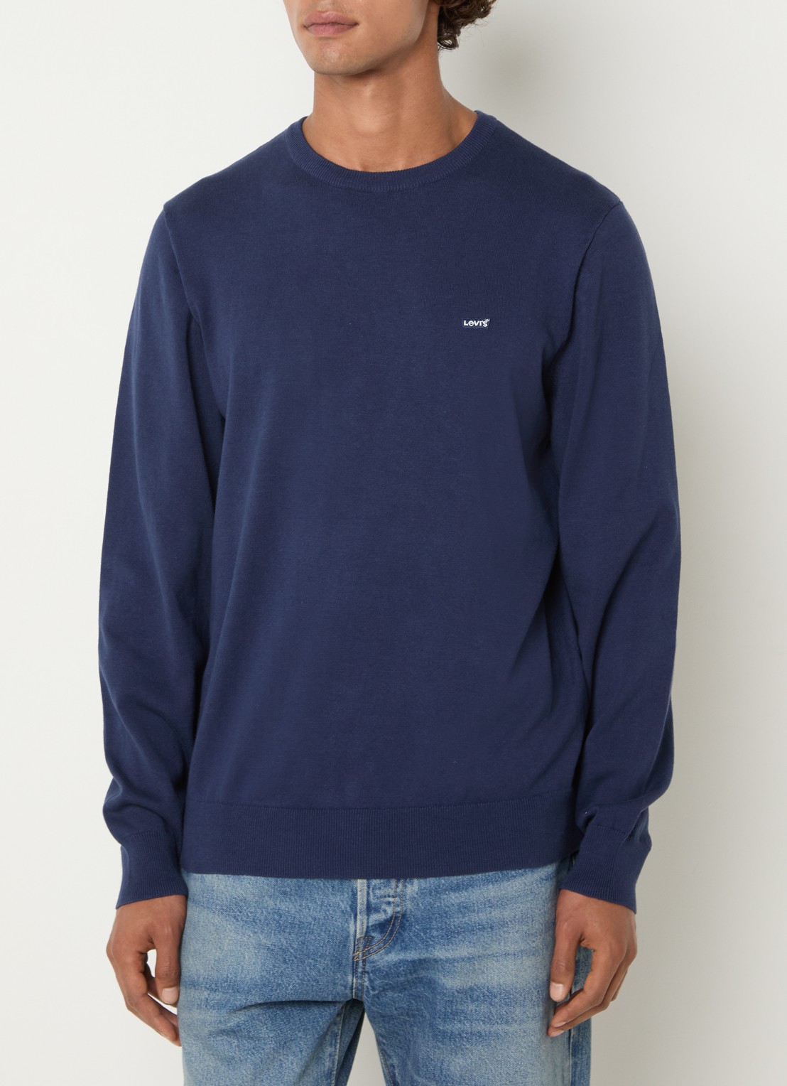 Levi's Fijngebreide pullover met logoborduring - detail 3 donkerblauw