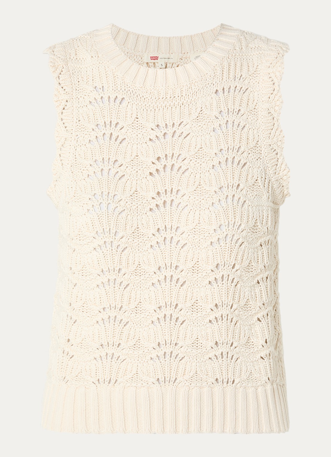 Levi's Fijngebreide top van crochet met ronde hals - voorkant 2 gebroken wit