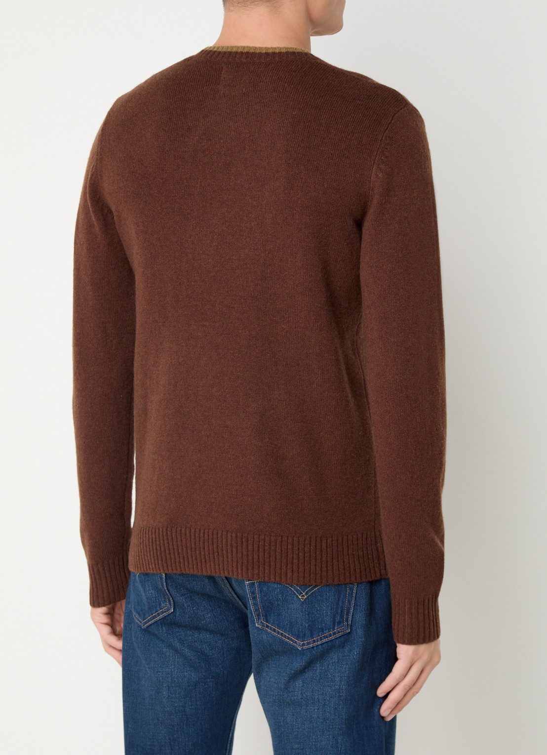 Levi's Fijngebreide trui in wolblend met logoborduring - achterkant 4 hazelnootbruin